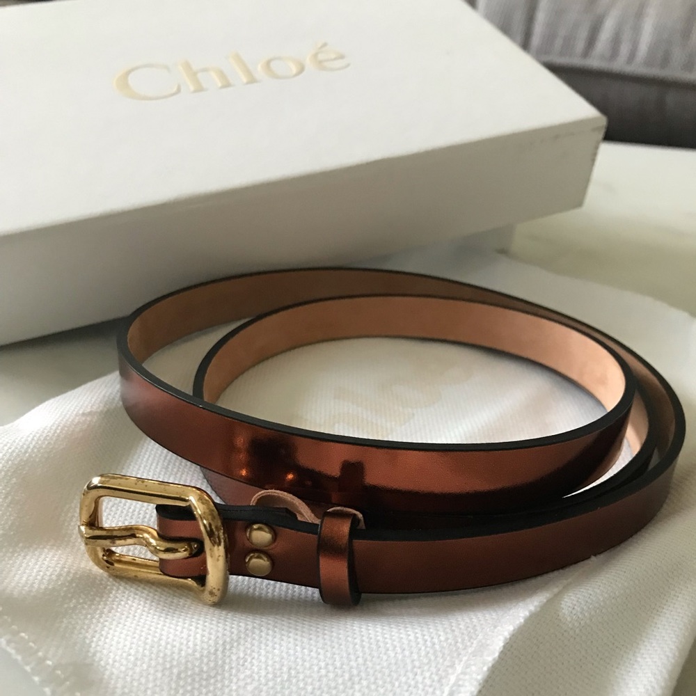 Chloé skinny belt, bronze